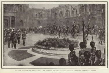 Dronning Victorias begravelse, kisten på våpenvognen som forlater Osborne House